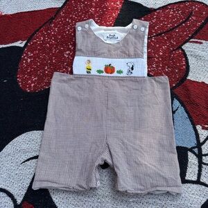 DASH FORWARD PEANUTS SNOOPY PUMPKIN SMOCKED ROMPER SIZE 2T 100% COTTON